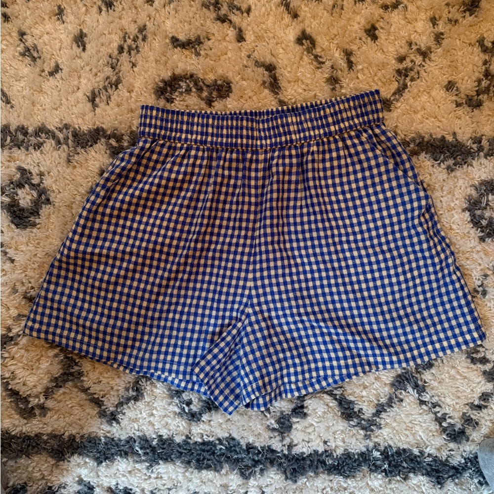 FRNCH Blue Gingham Women's Shorts Set - Picture 2 of 4